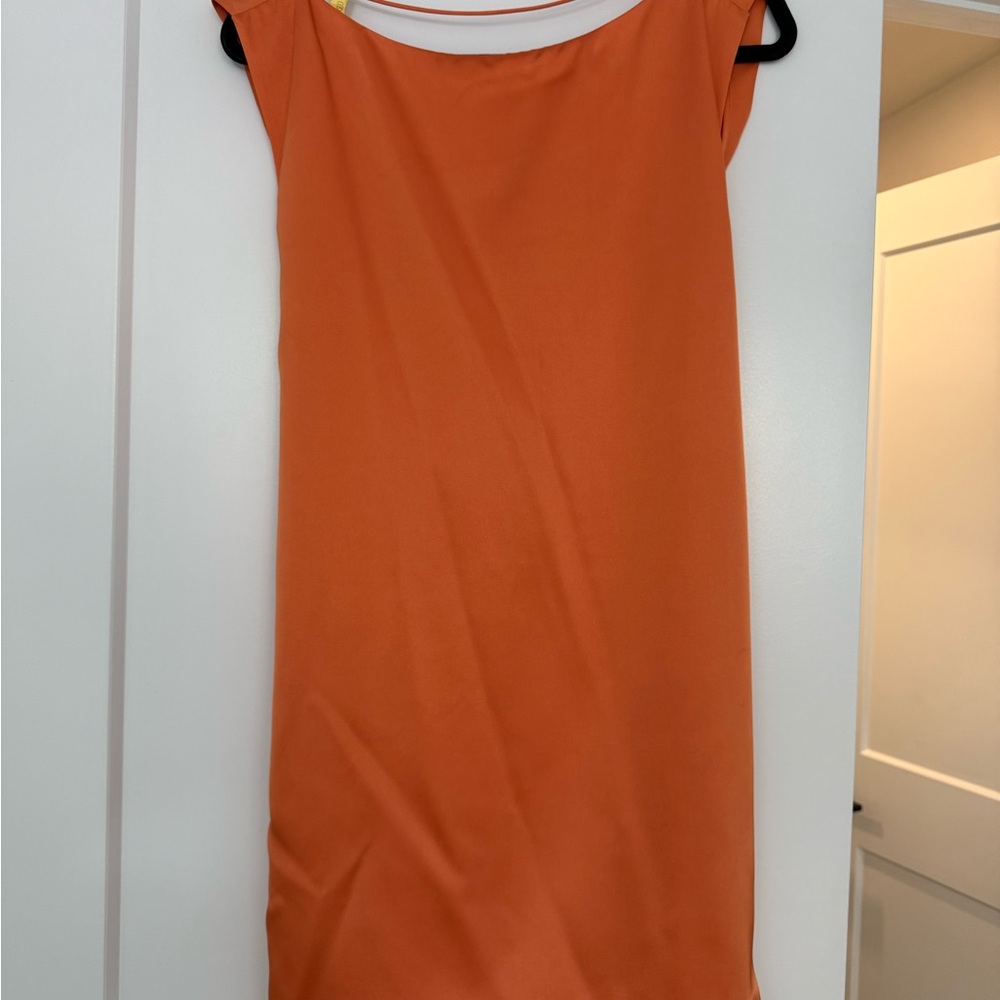 COS Orange Draped Open Back Mini Dress - Picture 6 of 11